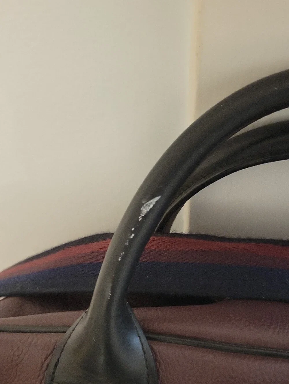 Paul Smith Men's Burgundy Leather Folio Bag with Navy Trim